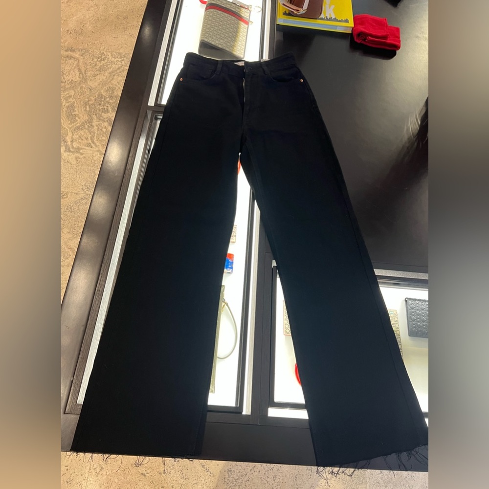 Zara high waist, straight leg black jeans. WORN ONCE. Perfect condition.